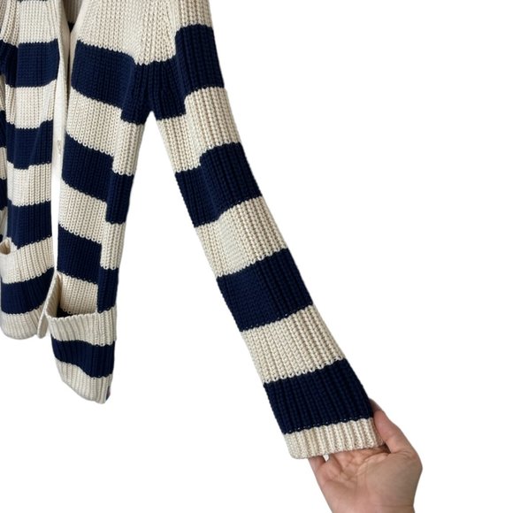 NWT Kule The Tempest Long Sleeve Button Front Cardigan Sweater Navy Cream Size S - Picture 4 of 8